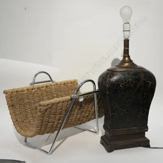 CANE MAGAZINE RACK + LAMP BASE