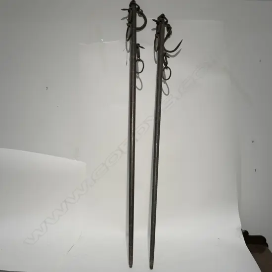 2 VINTAGE CAST IRON + WOOD SCALES