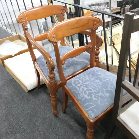 VICT. STYLE CARVER CHAIR AND SIDE CHAIR