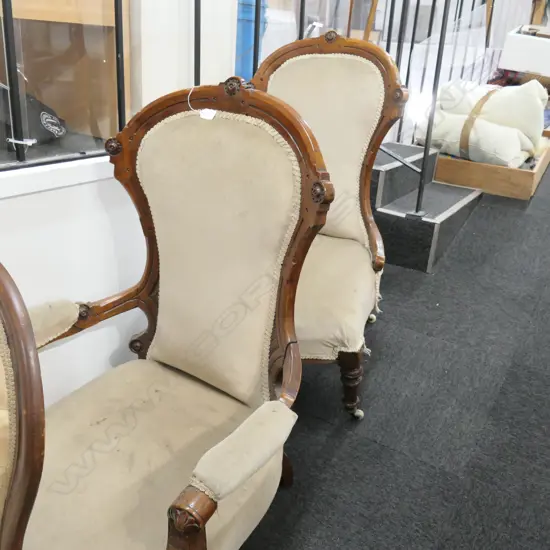 PR OF LATE VICT GRANDMOTHER AND GRANDFATHER CHAIRS 