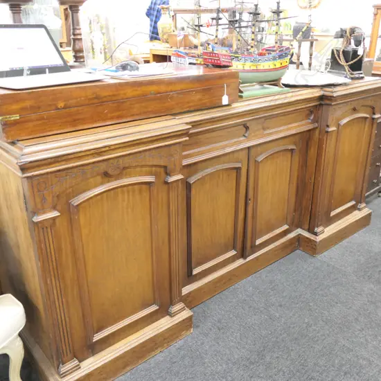 VICT. MAHOGANY BREAKFRONT SIDEBOARD L. 2120MM