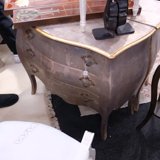 FRENCH STYLE BOMBE COMMODE METALLIC FINISH W. 890MM