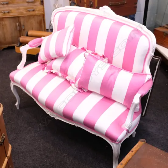 PINK STRIPED LOVESEAT W. 1230MM