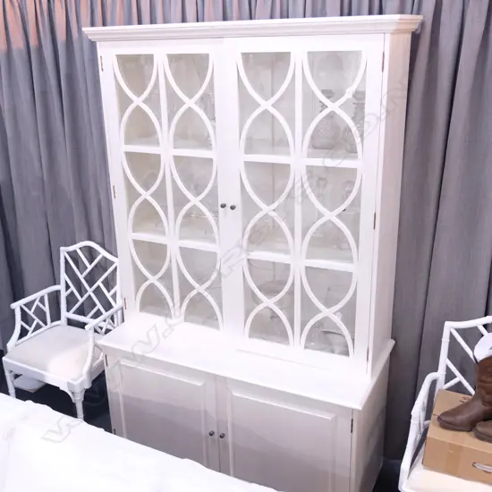 LARGE CONTEMPORARY GLAZED HUTCH DRESSER H. 2200MM W. 1330MM