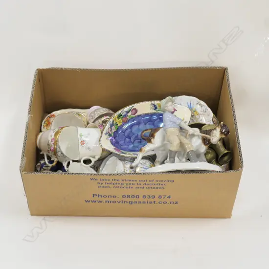 LOT TEA SETS/BRASS/C/WARE/MAILING/FIGURE WITH COW