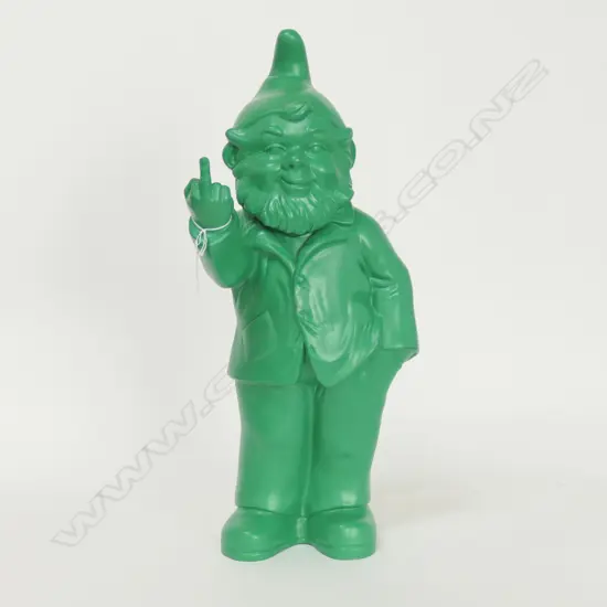 OTTMAR HORL GREEN PLASTIC GNOME FLIPPING MIDDLE FINGER
