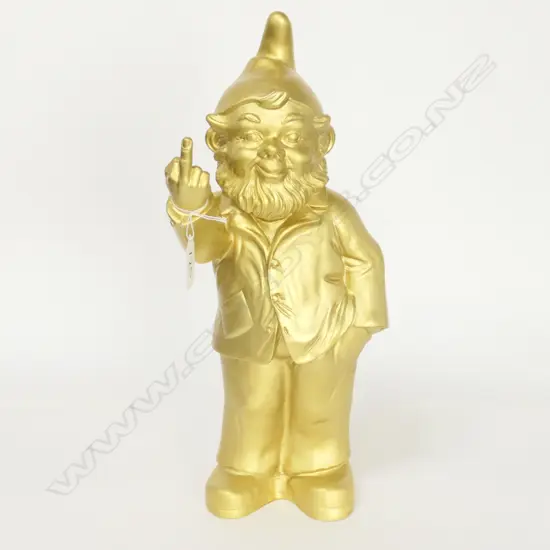 OTTMAR HORL GOLD PLASTIC GNOME FLIPPING MIDDLE FINGER