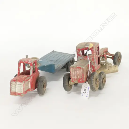 2 DIE CAST FUN HO TOYS - PLOUGH + TRUCK AND TRAILER
