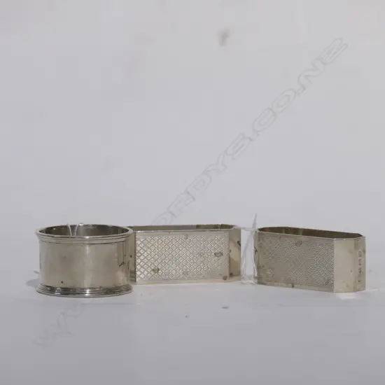 3 S/SILVER NAPKIN RINGS, 100G