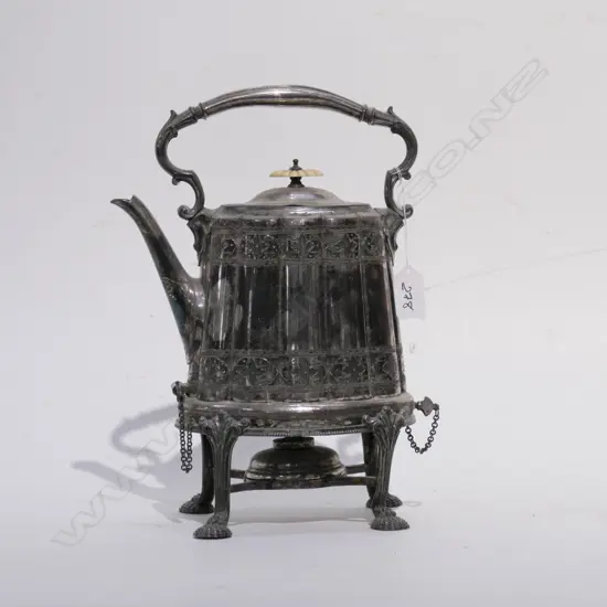 VICTORIAN SILVER PLATE SPIRIT KETTLE