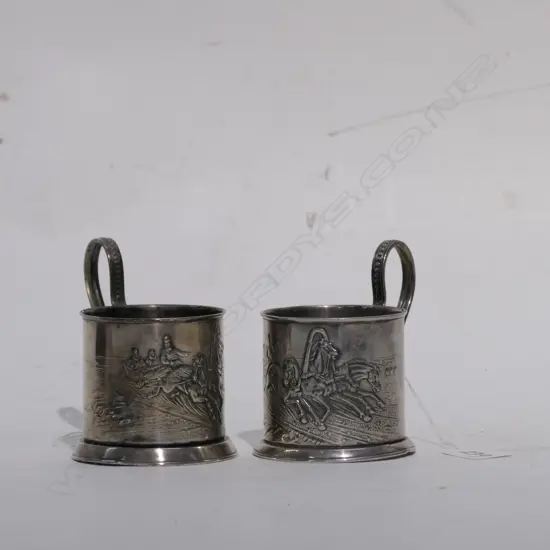 2 EASTERN EUROPEAN MARKED SILVER MUGS 185GMS (TEST AS SILVER)