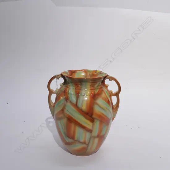 FALCON WARE ART DECO VASE ORANGE TURQUOISE BANDS