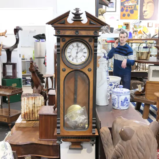 WALNUT FRAMED REGULATOR WALL CLOCK H. 1220MM