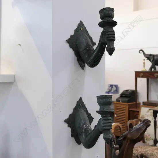 PR OF BRONZED ARM SCONCES 