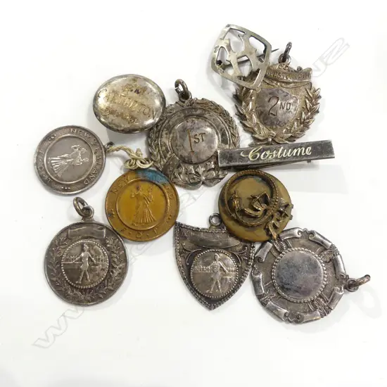 12 VARIOUS MEDALLIONS ETC. DANCING, MARCHING ETC