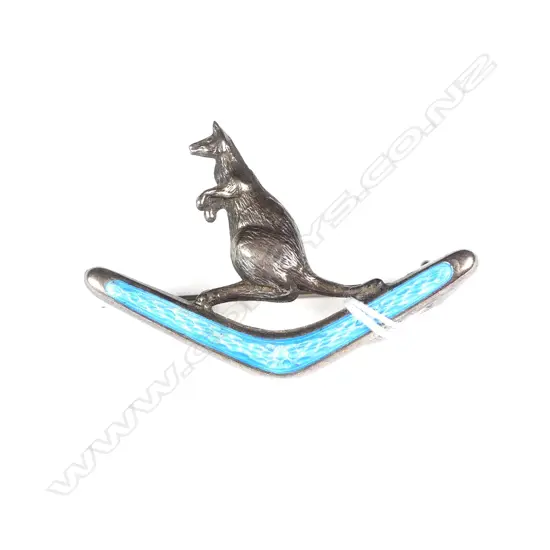 SILVER AND ENAMEL KANGEROO BROOCH