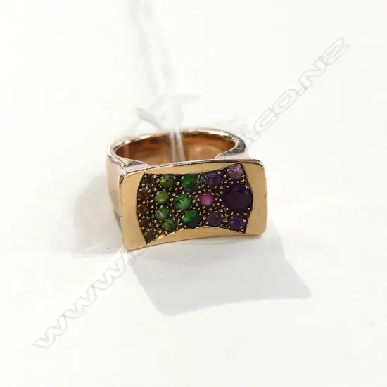 9CT ROSE GOLD 14.8GM COLOURED GEM SET RING RETRO