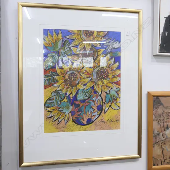 ANNA PALMER PASTEL 'SUNFLOWERS' 1994 640 X 484MM