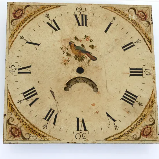 GEORGIAN HAND PAINTED ENAMEL CLOCKFACE W. 310MM