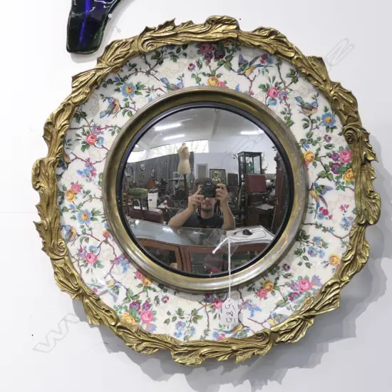 VINTAGE BURLEIGH WARE FRAMED MIRROR 