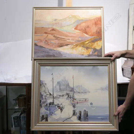 ABSTRACT LANDSCAPE OIL KERIKERI WHARF SCENE L.F 700X590