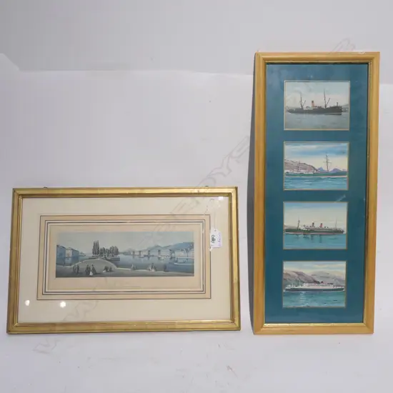 4 FRAMED NZ SHIP PRINTS/POSTCARDS? + GENEVE ENGRAVING
