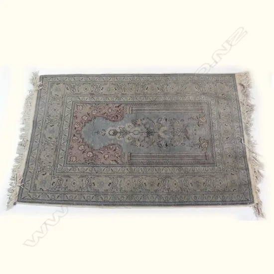 HAND KNOTTED RUG PRAYER RUG, GREEN TONES