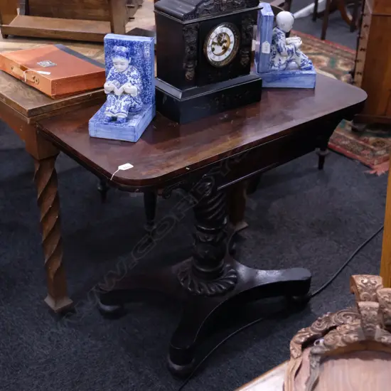 19THC MAHOGANY CARD TABLE