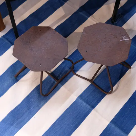 PR OF METAL VINTAGE MILKING STOOLS H 250 MM