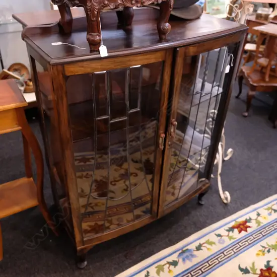 1940'S LEADLIGHT DISPLAY CABINET +KEY H. 1215mm