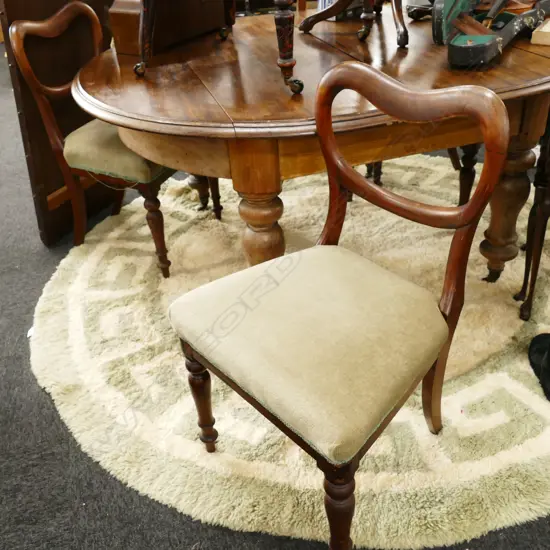 FIVE VICTORIAN MAHOGANY BALLOON BACK DINING CHAIRS