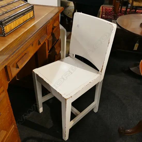 PR OF WHITE PAINTED CHAIRS EX SCHOOL DENTAL CLINIC