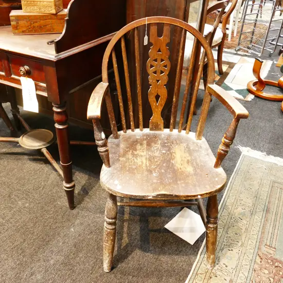 TWO COUNTRY SPOKE BACK CHAIRS A/F
