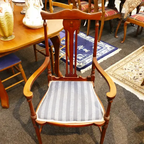 SHERATON REVIVAL INLAID CARVER CHAIR 
