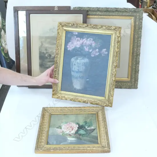 MIRROR AND 4 FRAMED PRINTS