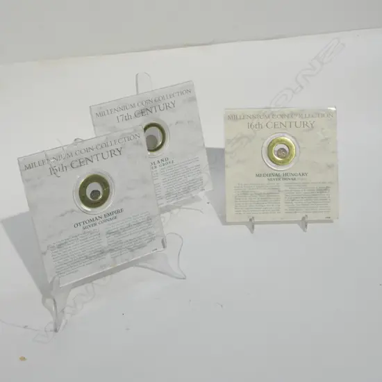 3 MILLENNIUM COINS 15TH, 16TH, 17TH CASED 