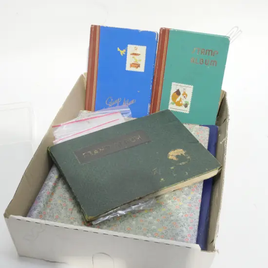 BOX ASST STAMP ALBUMS ETC