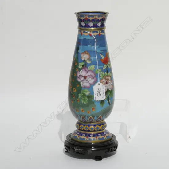 CLOISONNE VASE ON STAND
