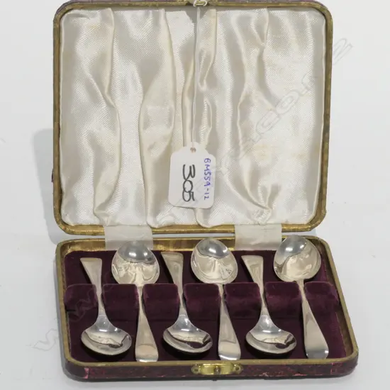 6 CASED SILVER COFFEE SPOONS, 80 GMS
