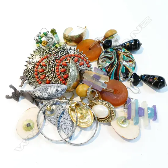 2 BAGS OF COSTUME EARRINGS ETC.