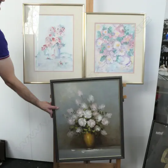 2 WATER COLOUR PICTURES SIGNED, & ONE OIL PICTURE