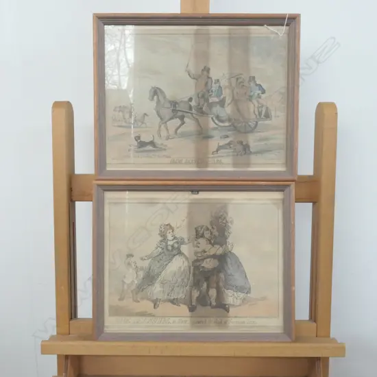 PAIR OF EARLY POLITICAL CARTOONS FRAMED
