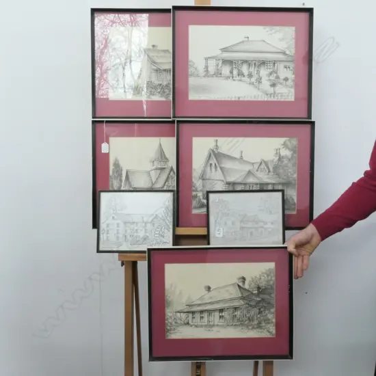 5 FRAMED HISTORICAL STUDY'S BY JOHN H ALEXANDER + 2  BY NICHOL 380 X 480 MM 