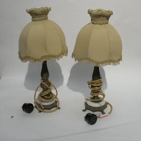 PR OF BRASS TABLE LAMPS