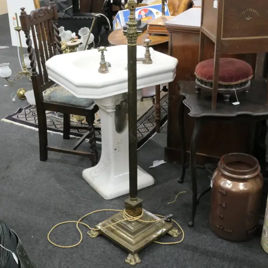 BRASS COLUMN STANDARD LAMP H. 1200