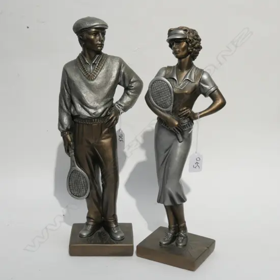 PAIR OF MODERN TENNIS SCULPTURES