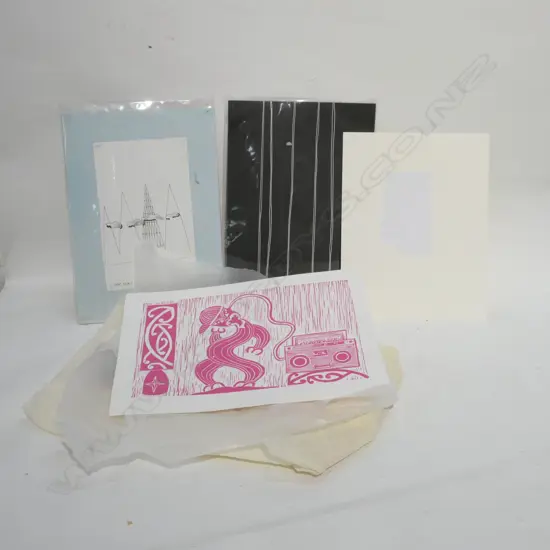 4 UNFRAMES ARTWORKS C PAO/L ESHRAGHI/C PALALAGI 340 X 260 MM