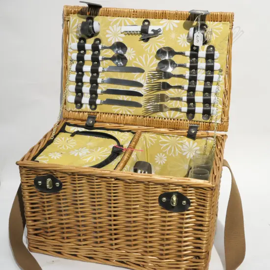 WILSON + CO WICKER PICNIC BASKET + CONTENTS