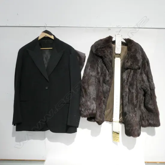 SUEDE BELT W/ COAT OF ARMS + DINNER JACKET + RABBIT FUR