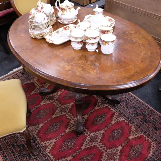 WALNUT INLAID LOO TABLE W. 1200